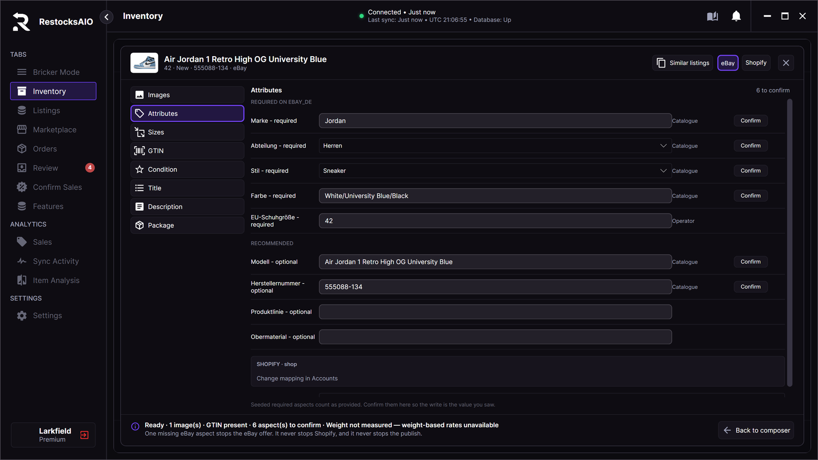 Listing quality, Attributes section